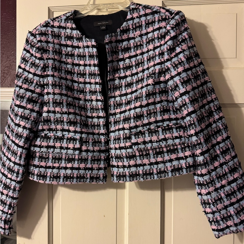 Ann Taylor Chic Women's Tweed Jacket - Black, Pink, Blue